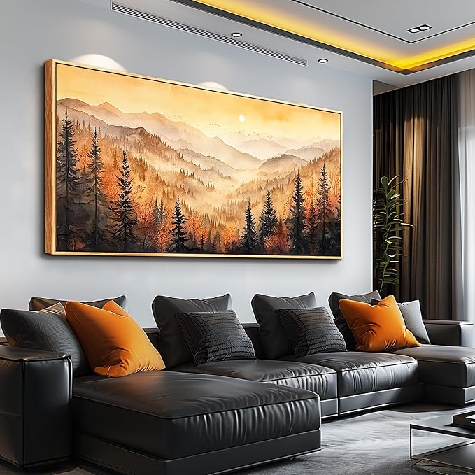 FUHAIHUA Wood Framed Canvas Wall Art For Living Room Large Wall Decor For Office Bedroom Decorations Forest Landscape Pictures Farmhouse Painting Artwork Room Wall Mural Aesthetic Home Decor 30x60 In