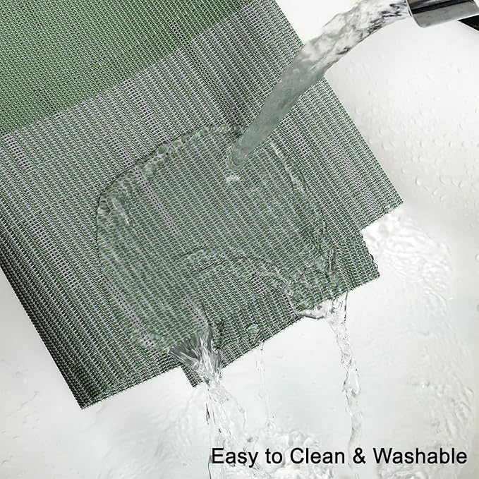 Placemats Set of 4, Vinyl Woven Place Mats Indoor Set of 4 Washable Wipeable PVC Table Mats Heat-Resistant Non Slip Placemat for Kitchen Dining Outdoor Table (Gray Sage Green, Set of 4)