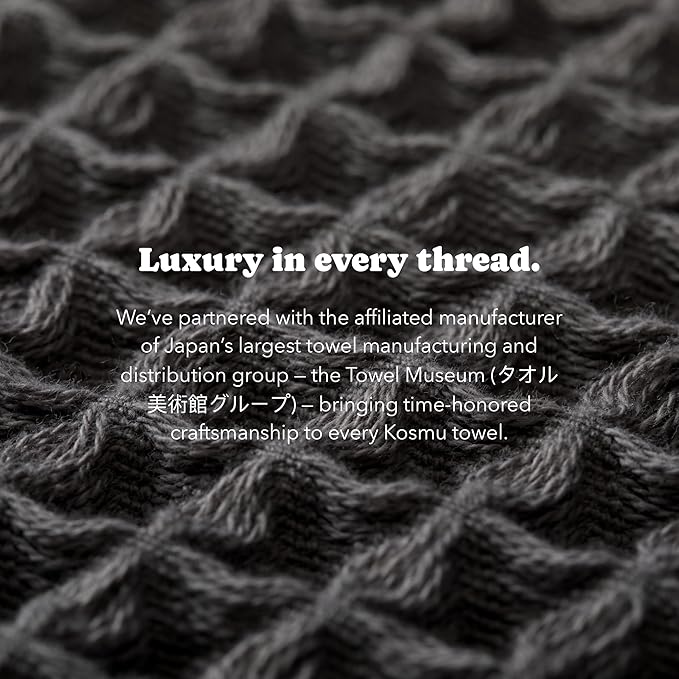 Luxury Japanese Cotton Waffle Bath Towel | Plush, Absorbent, and Quick Dry | Spa, Retreat, Onsen, Hotel Towel | Free Storage Bag Included (Smoke Grey, Bath Sheet, 67" x 34")