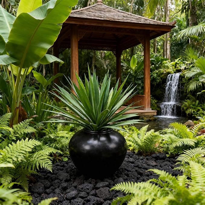 17 Inch Green Artificial Agave Plant Faux Succulents Plants for Home Decor Office Table Centerpiece Indoor Outdoor Succulent Garden Porch Planter Decor (Green)