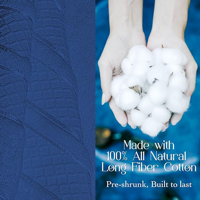 Premium Towel Set: Super absorbent, quick-drying, soft, plush. Features hanging loop, fade-resistant, eco & skin-friendly dyes. Luxury dobby design for bath or spa. (Navy, Bath Towel Set of 4)