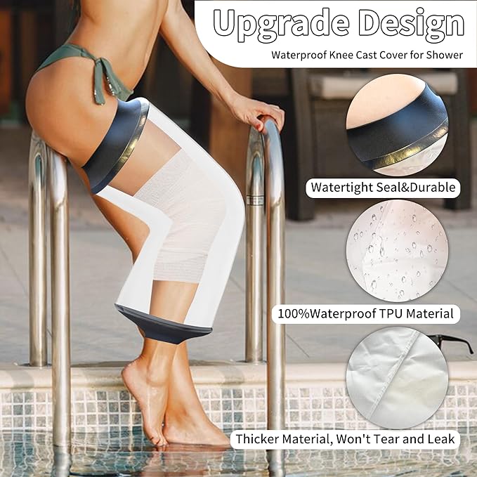 KEEFITT Knee Cast Cover for Shower, Waterproof Shower Protector for ACL Surgery, Wound, Burns Watertight Protection