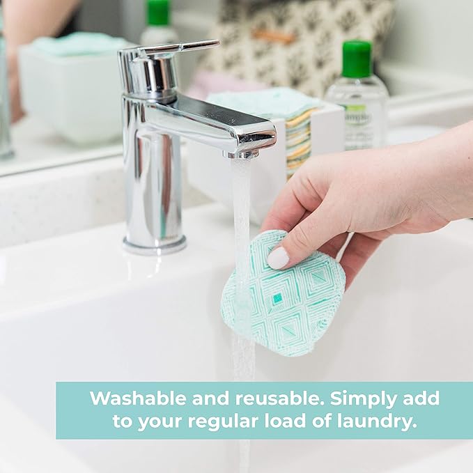 Marley's Monsters Facial Rounds 20 Count Pack + Laundry Bag - Soft and Reusable Organic Cotton Rounds (Organic Natural)