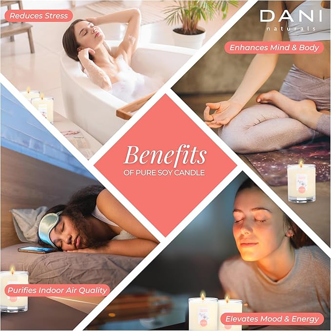 DANI Naturals Soy Candle - Coconut Hibiscus Scented, 100% Pure Soy Wax, Kosher, Non-Toxic, Long-Lasting Burn - 7.5 oz