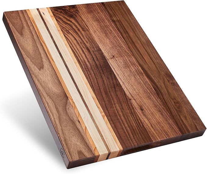 Sonder Los Angeles, Large Walnut/Cherry/Maple Wood Cutting Board for Kitchen, Charcuterie Wooden Board, Sorting Compartment, Reversible 17x13x1.1 in (Gift Box Included)