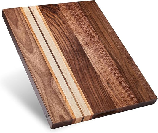 Sonder Los Angeles, Large Walnut/Cherry/Maple Wood Cutting Board for Kitchen, Charcuterie Wooden Board, Sorting Compartment, Reversible 17x13x1.1 in (Gift Box Included)