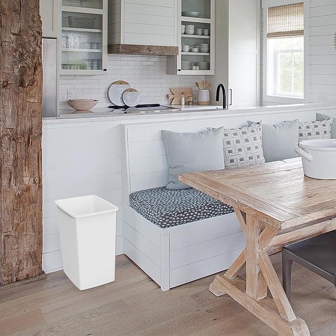 35QT Kitchen Trash Can, Sturdy and Lightweight Slim Trash Can, Trash Cans for Kitchen, Workspace, Bathroom, Office, Easy to Clean, 2-Pack, White