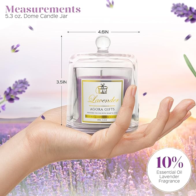 Lavender Scented Soy Candle, Aromatherapy Gift for Women, 5.3 Oz. Dome Candle