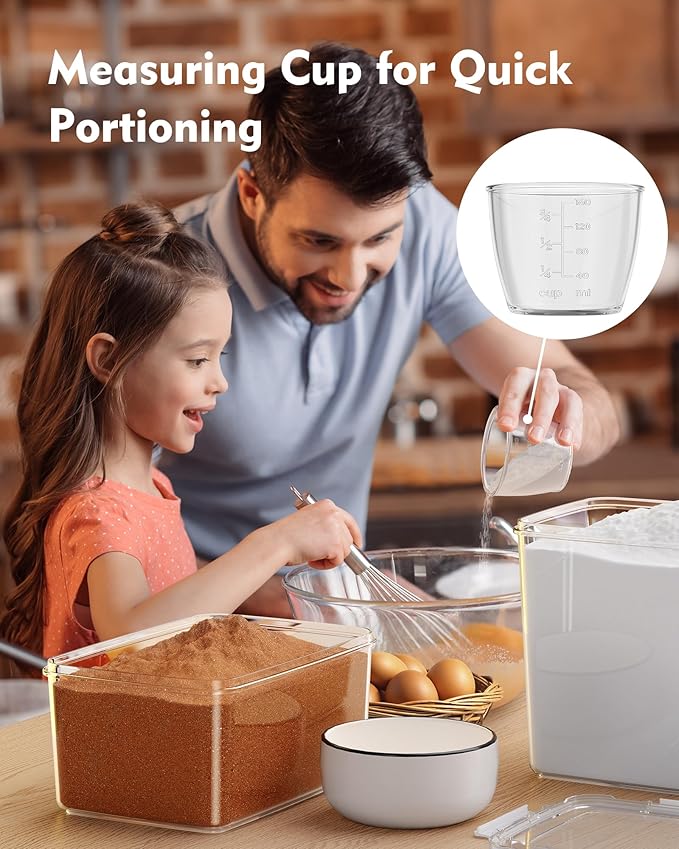 Flour Sugar Storage Containers Set of 3(12L/403oz)(10L/336oz) (6L/201oz),Clear Extra Large Food Storage Containers with Lids for Cereal,Flour,Sugar,Rice,BPA Free & Airtight Kitchen Pantry Organization