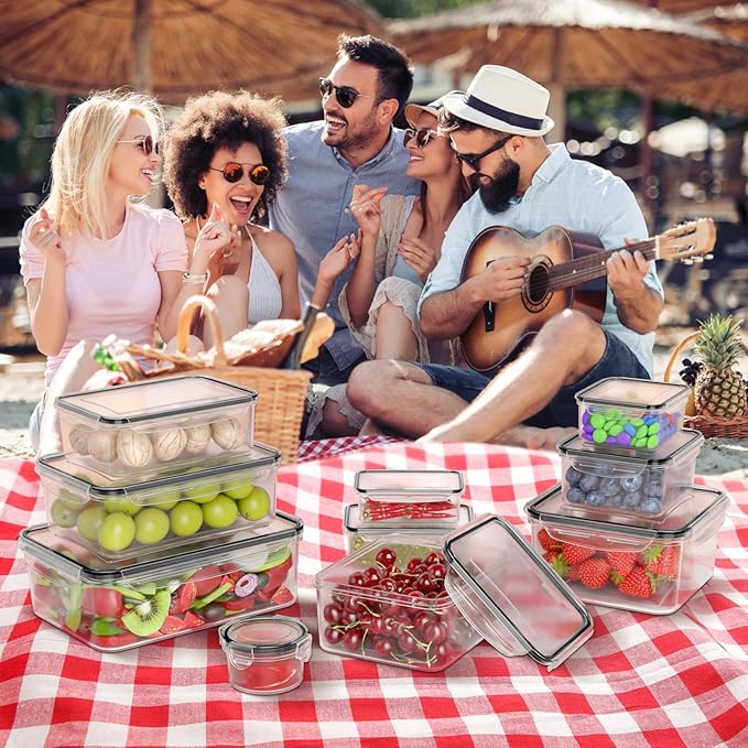 52 PCS Large Food Storage Containers with Lids Airtight, BPA-Free Leakproof Plastic Meal Prep Containers Reusable,Microwave & Dishwasher & Freezer Safe,Includes Labels & Pen