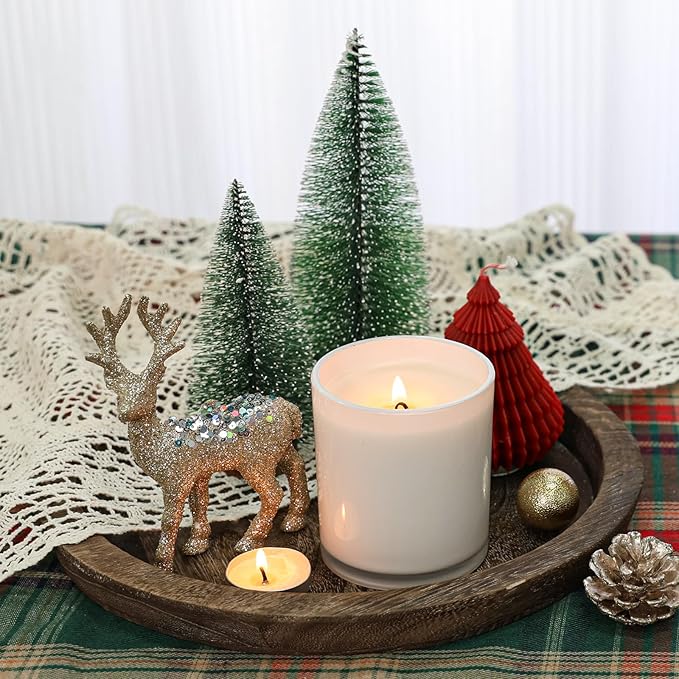 12 Pack 10oz Glass Candle Jars with Lids and Sticky Labels, Empty Candle Jars for Making Candles Bulk Containers(Inner White)