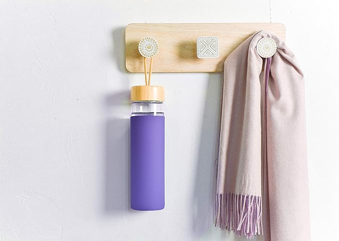 20 Oz Borosilicate Glass Water Bottles with Silicone Sleeve BPA Free, Dishwasher Safe - Reusable Clear Glass Drinking with Leak Proof Bamboo Lid | Perfect Gym Water Bottles for Men & Women