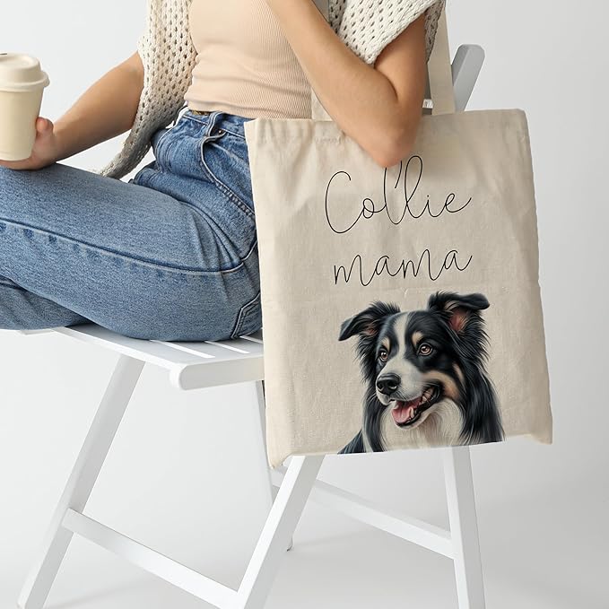 Dog Mama Tote Bag – Cute Dog Lover Canvas Bag, Reusable Shopping Shoulder Bag for Women, Pet Mom Gift,