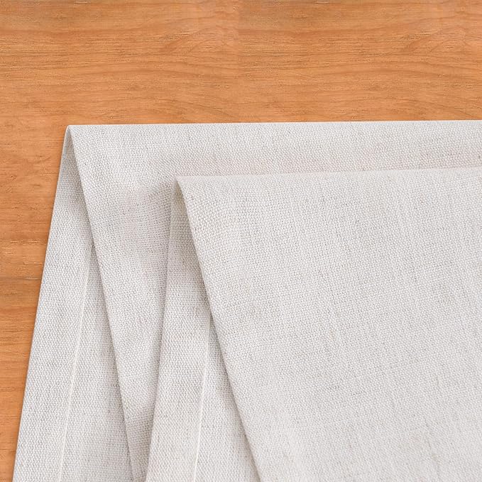 Wracra Linen Style Table Runner, Rustic Farmhouse Off White Table Runners 72 Inches Long, Handcrafted Table Runner for Fall, Winter - Everyday Use and Machine Washable