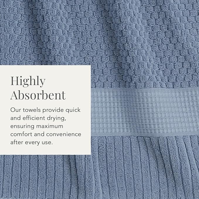 NY Loft 100% Cotton Bath Towel 4 Pack | Super Soft & Absorbent Quick-Dry Bath Towels 30" x 52" |Textured and Durable Cotton | Trinity Collection (4 Pack Bath Towel, Flint Stone)