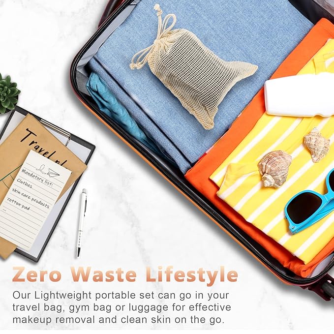 Foaincore 40 Pcs Reusable Makeup Remover Pads with Mesh Laundry Bag Washable Bamboo Cotton Rounds Soft Reusable Face Pad for Toner Skin Types with Bamboo Holder(Black)