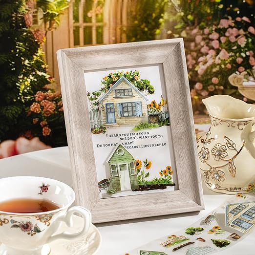 Dream Courtyard PET Tape Set, 4 Rolls of Scenic Ephemera for Junk Journaling, Scrapbooking, Crafting, DIY Projects, Diaries, and Art Supplies