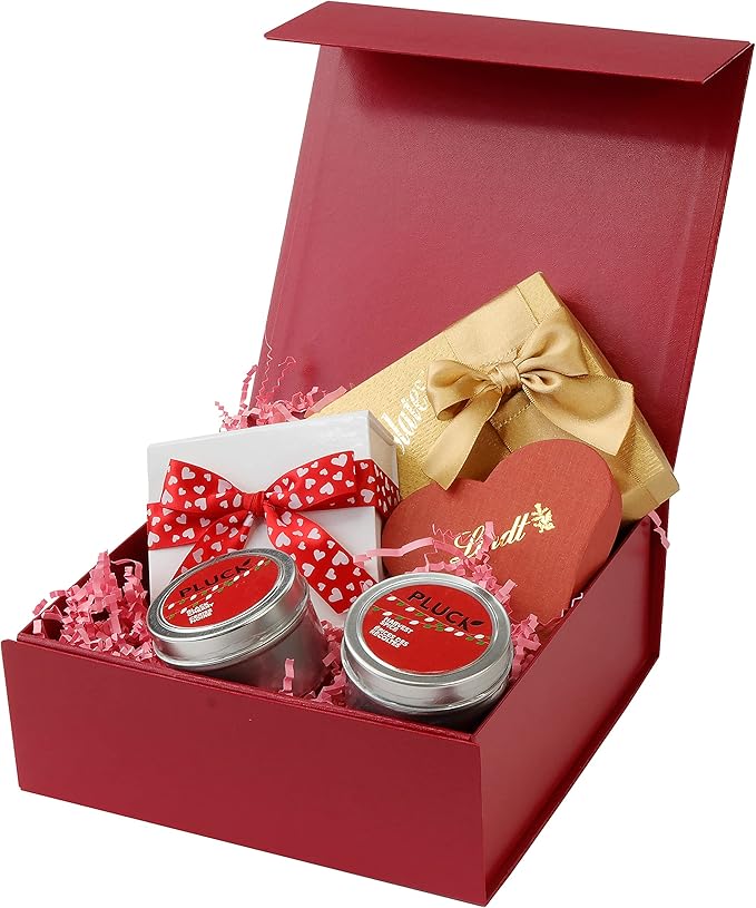 CECOBOX - Gift Boxes with Lids for Presents 8"x8"x3.1" - Matte, Collapsible Magnetic Closure Gift Box - Groomsmen & Bridesmaid Proposal Boxes, Wedding, PR, Birthdays, Holidays (Black Leatherette)