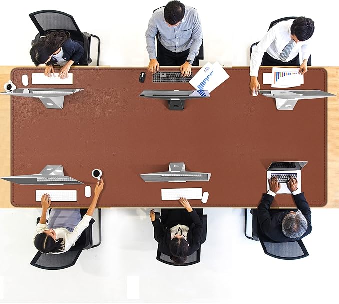 CENNBIE MAX200 78.7" x 39.4" Leather Desk Mat, Extra Large Desk Pad Blotter Protector, Extended Table Pad, Waterproof PU Leather Desk Mat on top of desks Large for Office and Home (Brown)