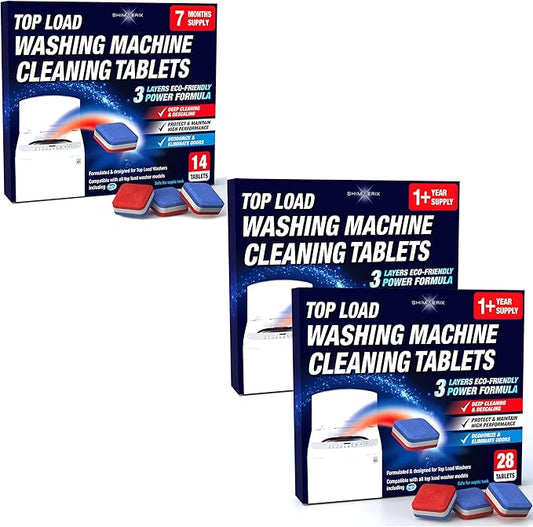 Washing Machine Cleaner Tablets 70 Pack for HE Top Load - Eco Friendly Washer Machine Cleaning Tablets - 2 Layers Septic Safe Wash Machine Full Deodorizer Descaler Protector - 3 Plus Year Supply