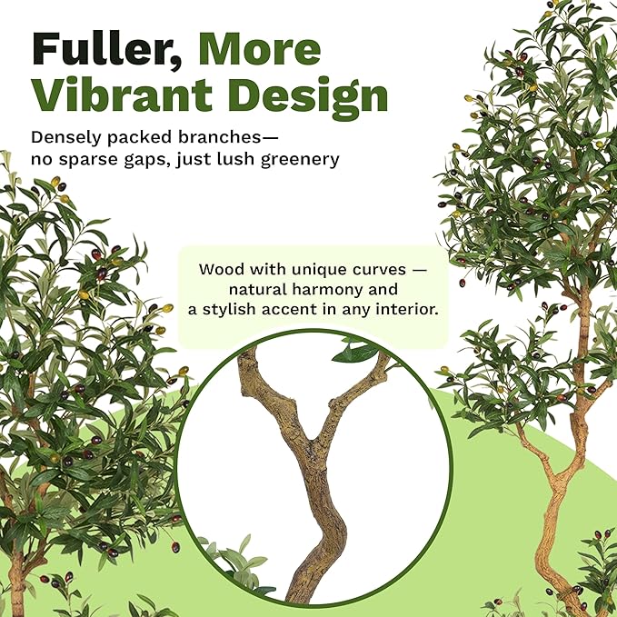 Fake Olive Tree 6.8 Feet – Artificial Plants Indoor, Faux Olive Tree, Fake Tree for Home Decor, Faux Trees Indoor for Living Room, Office, Bedroom – Tall Artificial Trees for Home, Designer Tree