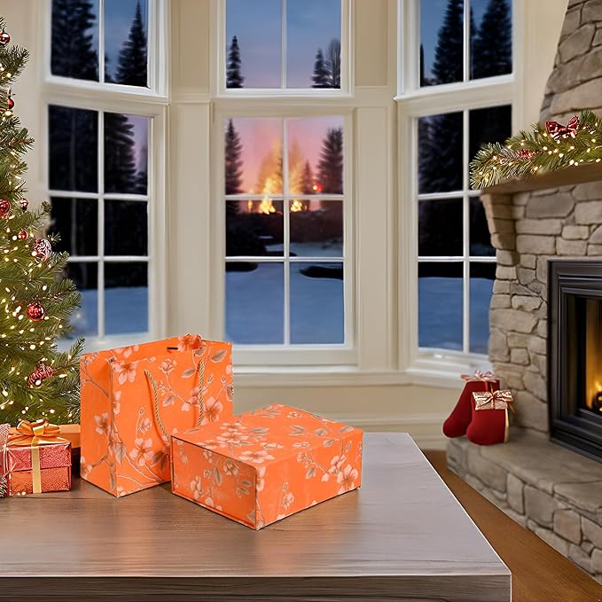 Luxury Gift Box with Magnetic Lid, Finished Size 9.8×7.9×4 In,Collapsible Rectangle Storage Box with Gift Bag for Wedding,Birthday, Party,Christmas,Valentine's Day‘s Gift