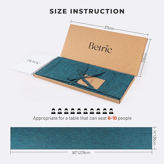 100% Pure Linen Table Runner - 14 x 90 Inch Dresser Scarf for Farmhouse Dining Table, Perfect for Fall, Thanksgiving, and Christmas -Athena -Chambray Teal