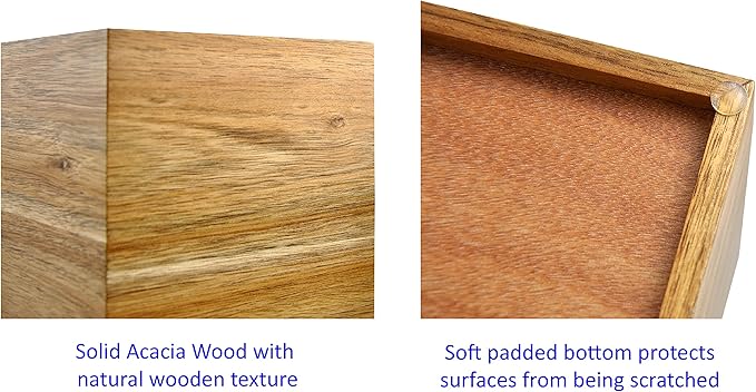 Spiretro Acacia Wood Kitchen Utensil Holder & Organizer – Countertop Cutlery Storage for Cooking Utensils, Spoons, Spatulas, Forks, Whisks & Knives – Lead-Free Lacquer, 5" W x 5" D x 6.5" H