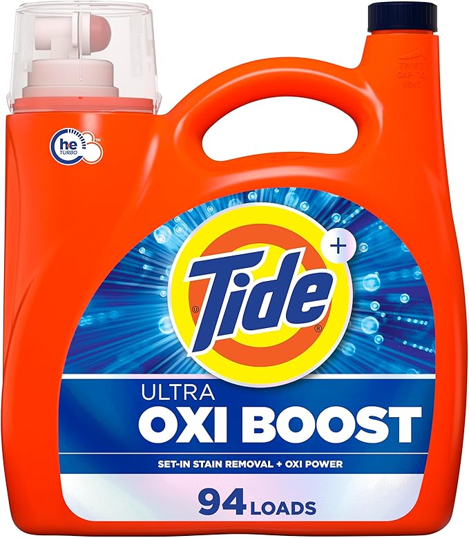 Tide Ultra Oxi Boost Liquid Laundry Detergent, 132 fl oz, 94 Loads, Advanced Stain Remover, Laundry Detergent Liquid with Extra Oxi Power