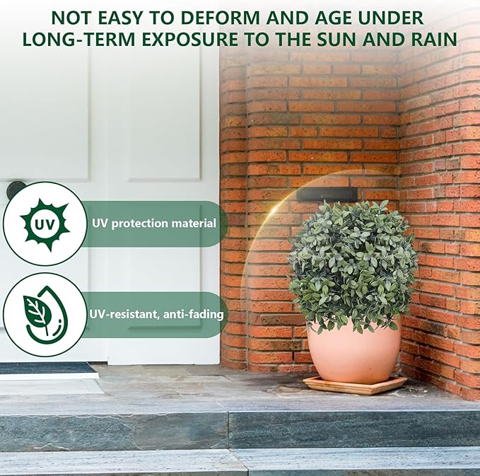 Topiary Trees Artificial Outdoor for Front Porch Set of 2 Faux Shrub Plants (23" T,13" D) - Fake Boxwood Ball Shrubs Potted for Home Decor (2 Color-Mix)