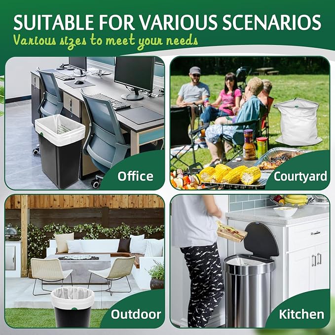 Compostable Kitchen Trash Bags 13 Gallon (50-Pack) - Heavy-Duty 1.1 Mil, 100% Biodegradable, ASTM D6400, BPI & OK Compost HOME Certified, Eco-Friendly, Leakproof & Odor Control