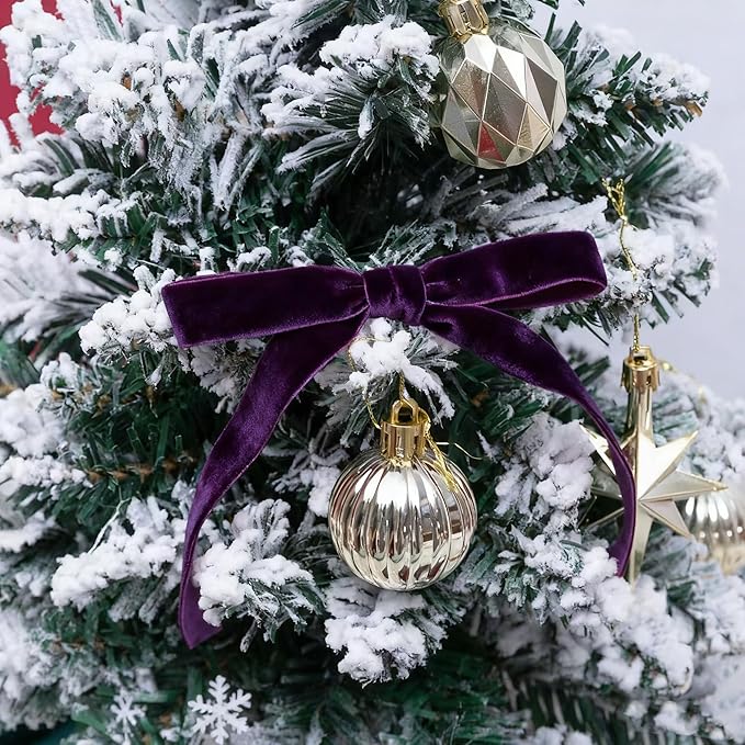 Vintage Purple Velvet Ribbon Christmas Ribbon for Gift Wrapping Crafts Christmas Tree Ornaments Halloween Garland Decorations, 5/8 Inch X 25Yd