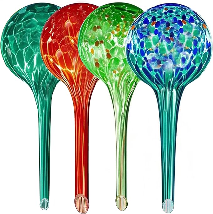 Plant Self Watering Globes - 4pcs Plant Watering Bulbs for Indoor & Outdoor Plants - Colorful Automatic Glass Watering Devices - Keeps Plants Hydrated for Days