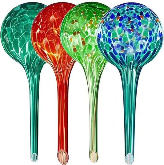 Plant Self Watering Globes - 4pcs Plant Watering Bulbs for Indoor & Outdoor Plants - Colorful Automatic Glass Watering Devices - Keeps Plants Hydrated for Days