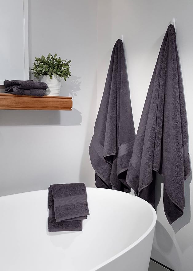 Fabdreams 100% Organic Cotton Bath Towel Set of 6 700 GSM Hotel Premium Plush Absorbent Soft Durable SkinFriendly Spa Quality Bathroom Comfort with 2 Bath 2 Hand Towel and 2 Wash Cloths Charcoal Black