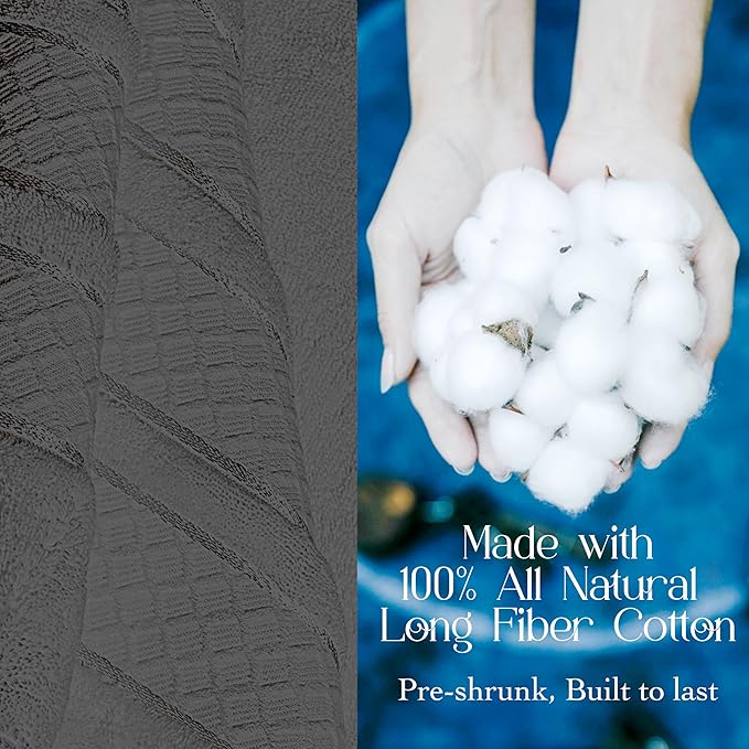 Premium Towel Set: Super absorbent, quick-drying, soft, plush. Features hanging loop, fade-resistant, eco & skin-friendly dyes. Luxury dobby design for bath or spa. (Charcoal, Bath Towel Set of 4)