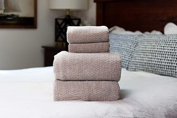 Everplush Diamond Jacquard Quick Dry Bath Towel,1Pack,Khaki