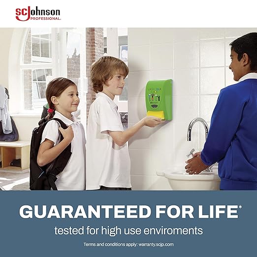 SC Johnson Professional Clear Foam Dispenser and Refill Starter Kit, Kids Wall Mount Soap Dispenser for Hand Soap, 1 Clear Foam Hand Wash, 1 Liter Cartridge, 33.8 fl. oz., for Professional Use Only