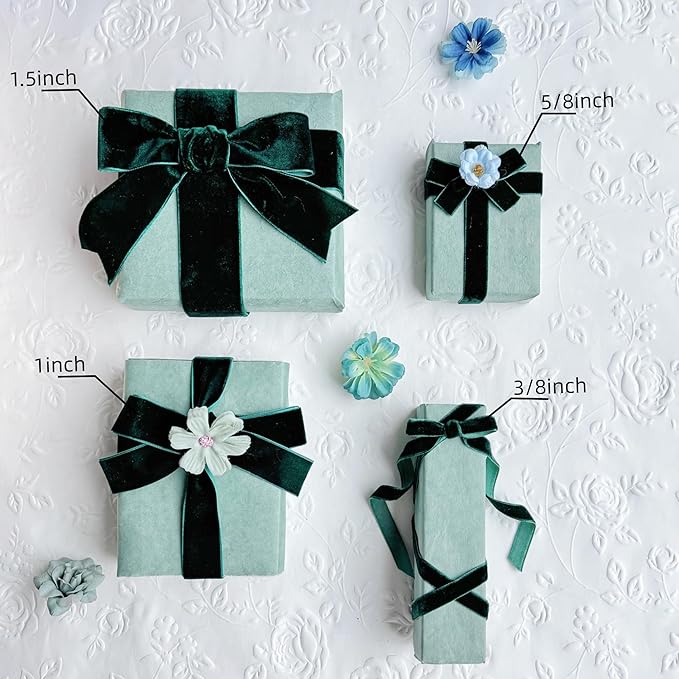 Vintage Hunter Green Velvet Ribbon, 5/8 Inch X 25Yd