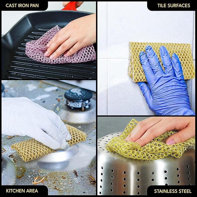 Heavy Duty Dish Scrubbers - Non Scratch Scouring Pads - Odorless and Long Lasting - Replace Sponges for Dish Washing, Scrubbing & Scouring - Kitchen, Floor and Bathroom Usage - Made in Korea (24 Pcs)