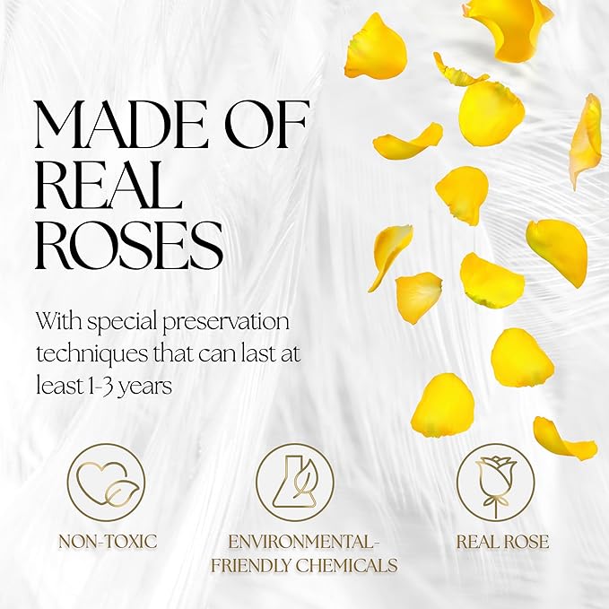 GLAMOUR BOUTIQUE 27 Flower Forever Heart Shape Box - Preserved Roses Gift for Her, Preserved Flowers, Yellow