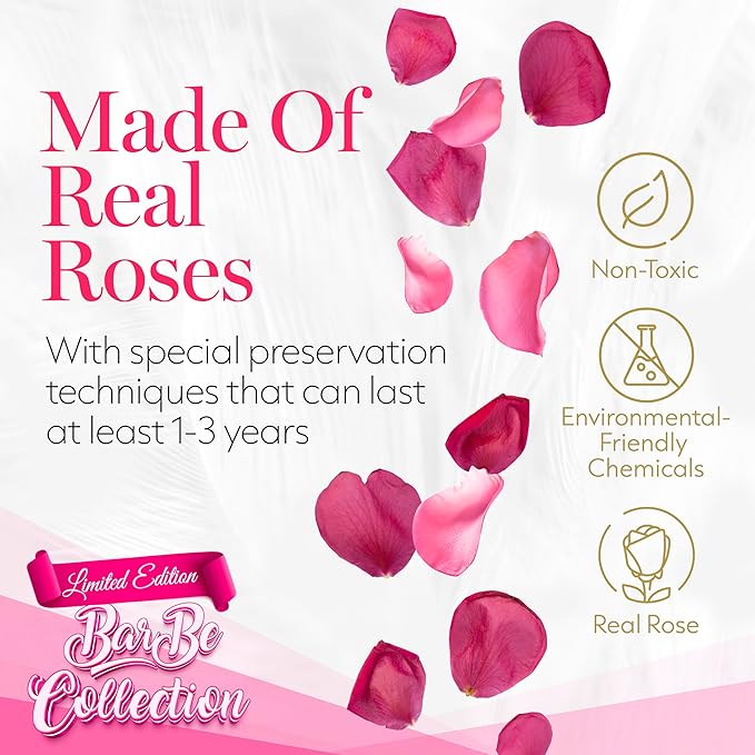 GLAMOUR BOUTIQUE 27 Flower Forever Heart Shape Box - Preserved Roses Gift for Her, Preserved Flowers, Velvet Pink