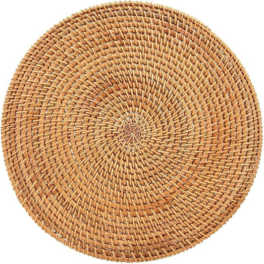 Natural Rattan Woven Placemats Round Tableware Mats Anti Slip Place Mat Multifunctional Placemat 30cm