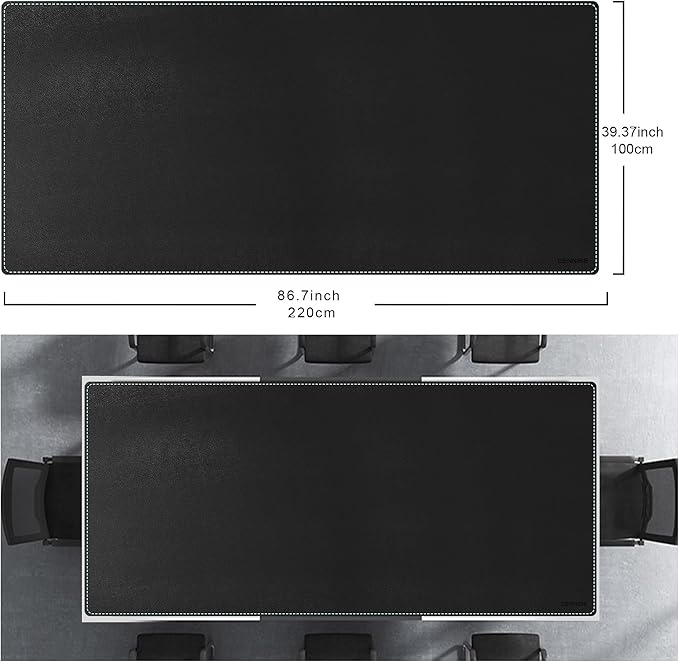 CENNBIE MAX220 86.6" x 39.4" Leather Desk Mat Protector, Extra Large Leather Desk Pad for Full Desk - XXXXXL Super Large Mouse Pad (Black)