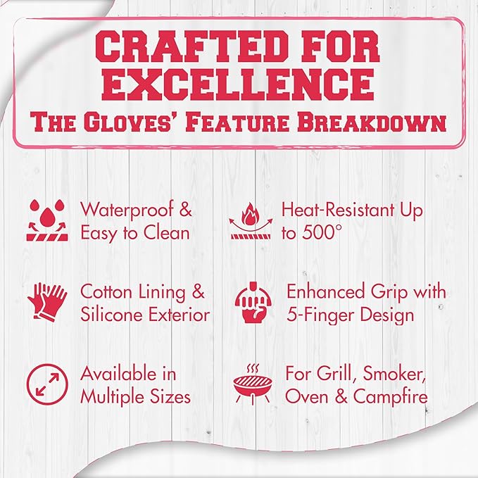 KITCHEN PERFECTION XL Silicone Smoker Oven Gloves for Women -Extreme Heat Resistant BBQ Gloves -Handle Hot Food Right on Your Grill Fryer&Pit|Waterproof Grilling Cooking Mitts|Superior Set+3 Bonuses