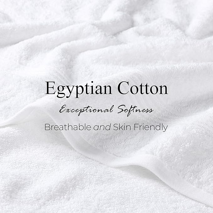 Superior Egyptian Cotton 3-Piece Towel Set, Basic Towels For Bathroom, Home Decor, Guest Bath, Shower, Apartment, Included 1 Face, 1 Hand, 1 Bath Towel, Washcloth, Quick Dry, White