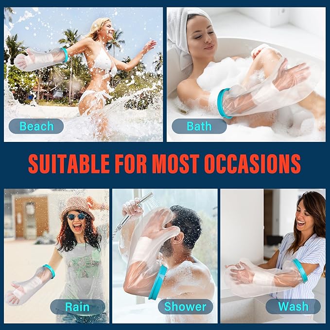 Waterproof Cast Covers for Shower Arm Adult Cast Cover Protector Shower Bag to Keep Wounds Dry for Arm, Hands, Wrists, Elbow, Fingers [2025 New Reusable]