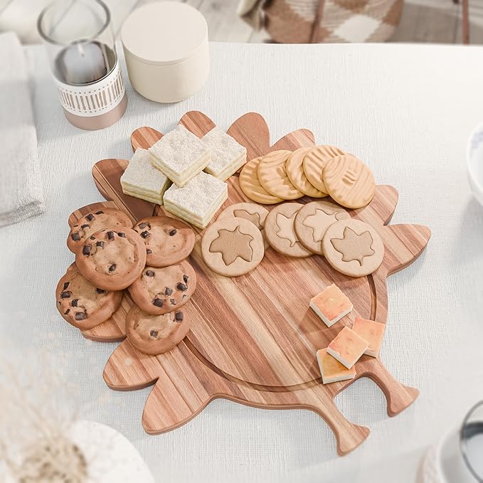 New – Turkey Charcuterie Board – Acacia Wood Turkey Shaped Cutting Board (15x13in) Thanksgiving Serving Tray, Fall Cheese Board, Autumn Platter, Wooden Serveware & Thanksgiving Kitchen Decor Gift