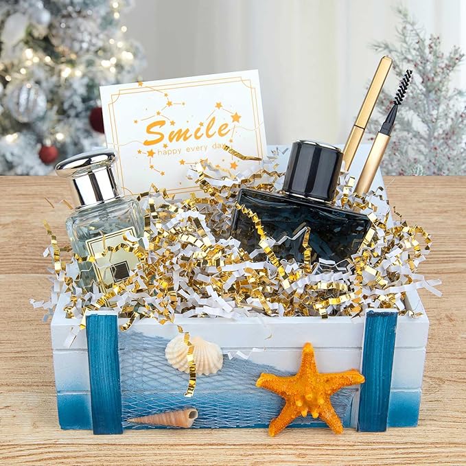 8.5oz Crinkle Paper Filler, Gift Baskets Gift Boxes Crafts Shredded Cut Paper Packaging Decorative Stuffing & Cushioning Confetti for Easter Birthday Wedding Party Favor Gold White