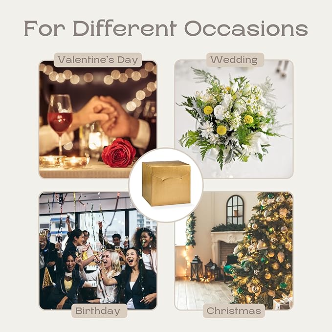 Set of 10 Gift Boxes (7.87 x 7.87 x 7.08 inch) - Ideal for Presents, Bridesmaid Proposal and Graduation - Gold